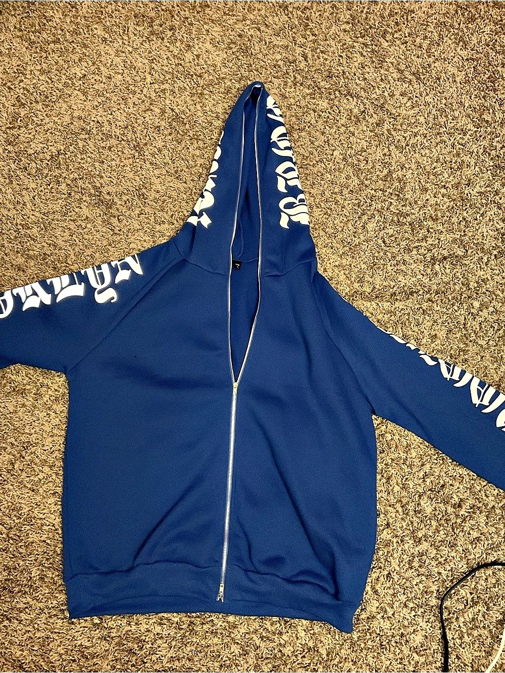 Blue & White Zip Hoodie